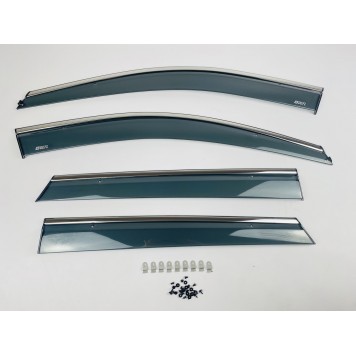 Дефлектори вікон Hyundai Santa Fe 2012-2018 з нерж. хром полоскою-6